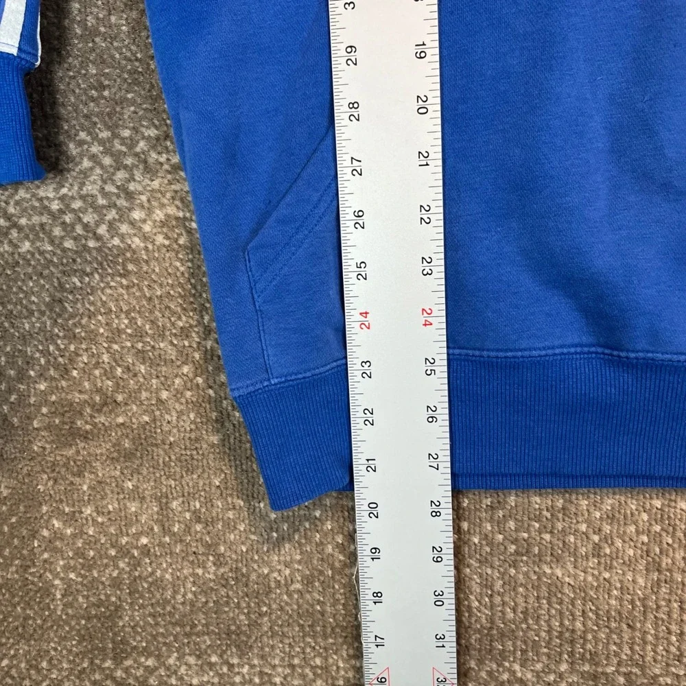 Adidas Mens Blue 3-Stripe Pullover Hoodie Sweatshirt‎ Small Embroidered Logo